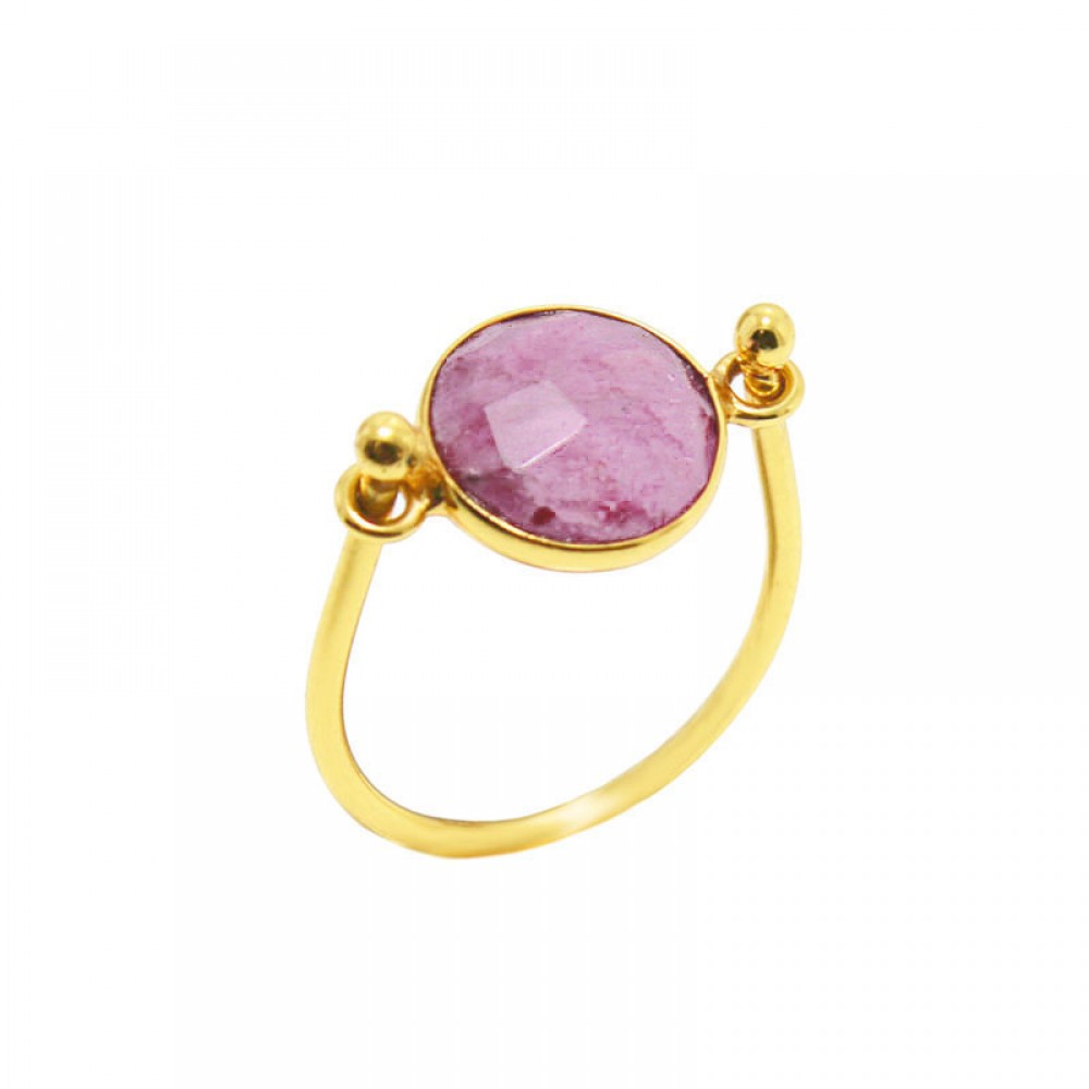 Ασημένιο και επιχρυσωμένο χειροποίητο δαχτυλίδι με ρουμπίνι Ασημένιο και επιχρυσωμένο χειροποίητο δαχτυλίδι με ρουμπίνι