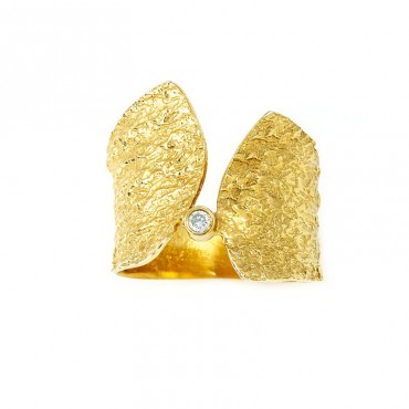 Ασημένιο χειροποίητο δαχτυλίδι με επιχρύσωση 18Κ 