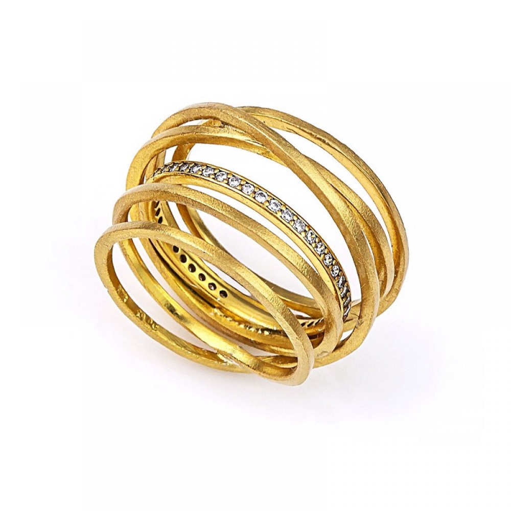 Ασημένιο και επιχρυσωμένο χειροποίητο δαχτυλίδι με πέτρες ζιργκόν Ασημένιο και επιχρυσωμένο χειροποίητο δαχτυλίδι με πέτρες ζιργκόν