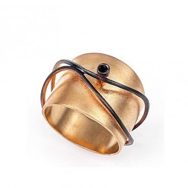 Ασημένιο με επιχρύσωση ροζ χρυσού χειροποίητο δαχτυλίδι