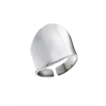 Ασημένιο φαρδύ δαχτυλίδι με λουστρέ φινίρισμα 