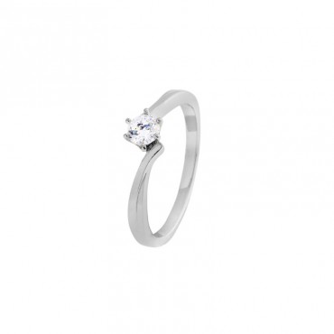 Ασημένιο δαχτυλίδι μονόπετρο με διακριτική πέτρα ζιργκόν