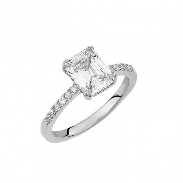 Ασημένιο μονόπετρο δαχτυλίδι με ορθογώνια πέτρα