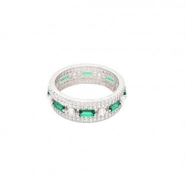 Ασημένιο δαχτυλίδι ολόβερο με πέτρες 