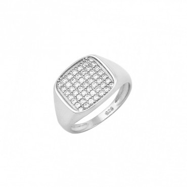 Ασημένιο δαχτυλίδι με πέτρες ζιργκόν για το μικρό δάχτυλο (chevalier)