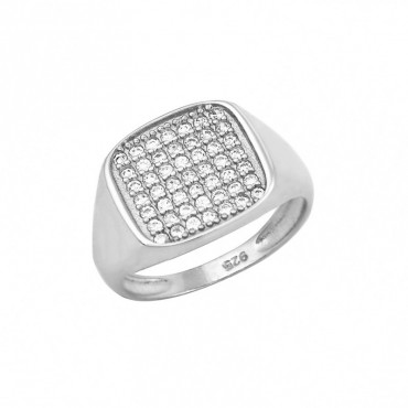 Ασημένιο δαχτυλίδι με πέτρες ζιργκόν για το μικρό δάχτυλο (chevalier)