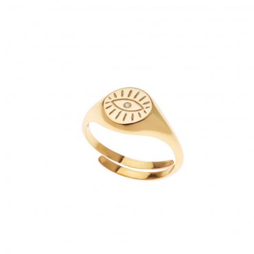 Ασημένιο δαχτυλίδι για το μικρό δάχτυλο με χαραγμένο σχέδιο μάτι