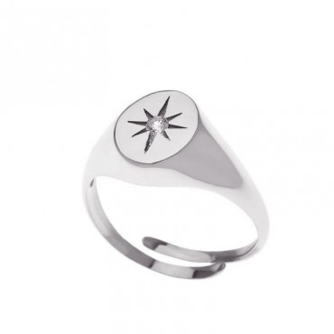 Ασημένιο δαχτυλίδι για το μικρό δάχτυλο με πέτρα ζιργκόν