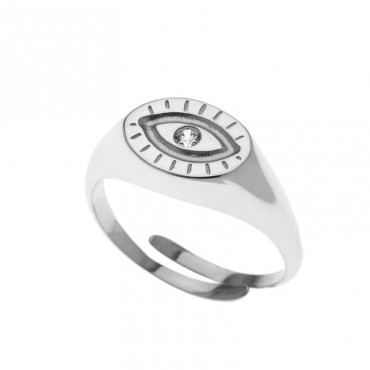 Ασημένιο δαχτυλίδι με μάτι για το μικρό δάχτυλο