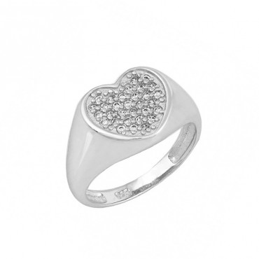 Ασημένιο δαχτυλίδι για το μικρό δάχτυλο (chevalier) με σχήμα καρδιά