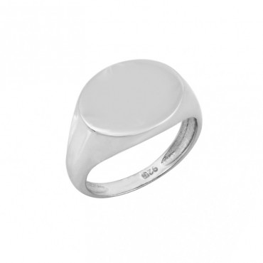 Ασημένιο οβάλ δαχτυλίδι για το μικρό δάχτυλο (chevalier) με λουστρέ φινίρισμα