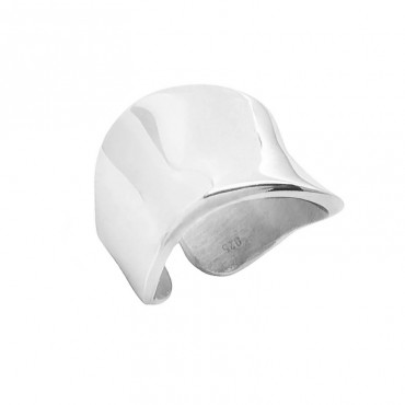 Ασημένιο δαχτυλίδι με κυματιστό σχήμα και λουστρέ φινίρισμα 