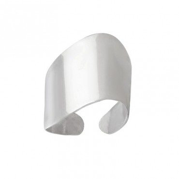 Ασημένιο δαχτυλίδι με ακανόνιστο σχήμα και λουστρέ φινίρισμα 