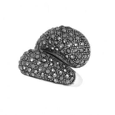 Ασημένιο εντυπωσιακό δαχτυλίδι με πέτρες μαρκασίτη