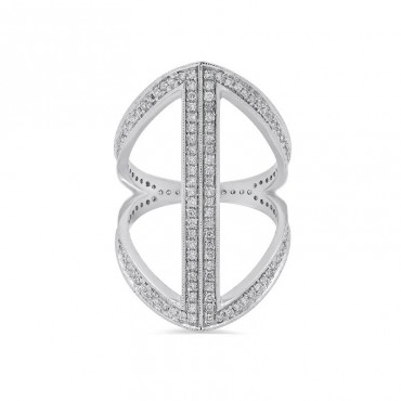 Ασημένιο εντυπωσιακό δαχτυλίδι με λευκές πέτρες ζιργκόν