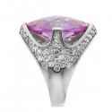 Ασημένιο εντυπωσιακό δαχτυλίδι με μεγάλη πέτρα αμέθυστου 