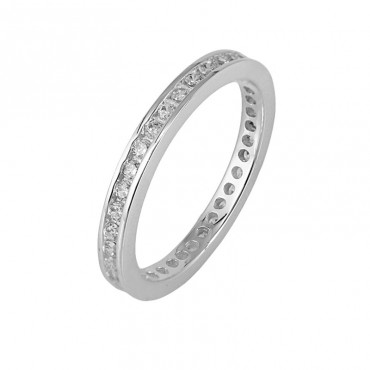 Ασημένιο δαχτυλίδι ολόβερο με πέτρες ζιργκόν