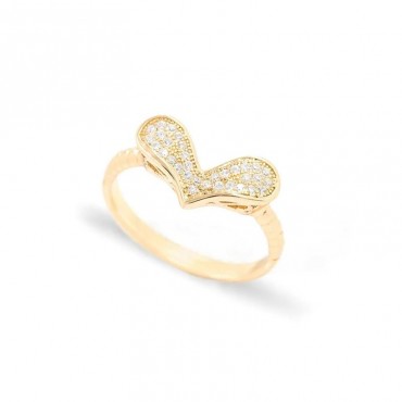 Ασημένιο επίχρυσο δαχτυλίδι με καρδιά 