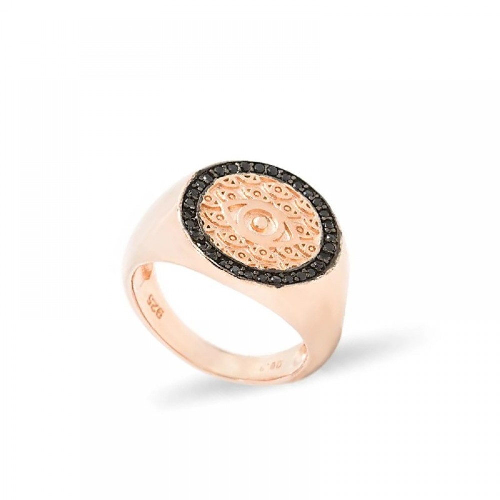 Ασημένιο με ροζ επιχρύσωση δαχτυλίδι με μάτι για το μικρό δάχτυλο (chevalier) Ασημένιο με ροζ επιχρύσωση δαχτυλίδι με μάτι για το μικρό δάχτυλο (chevalier)