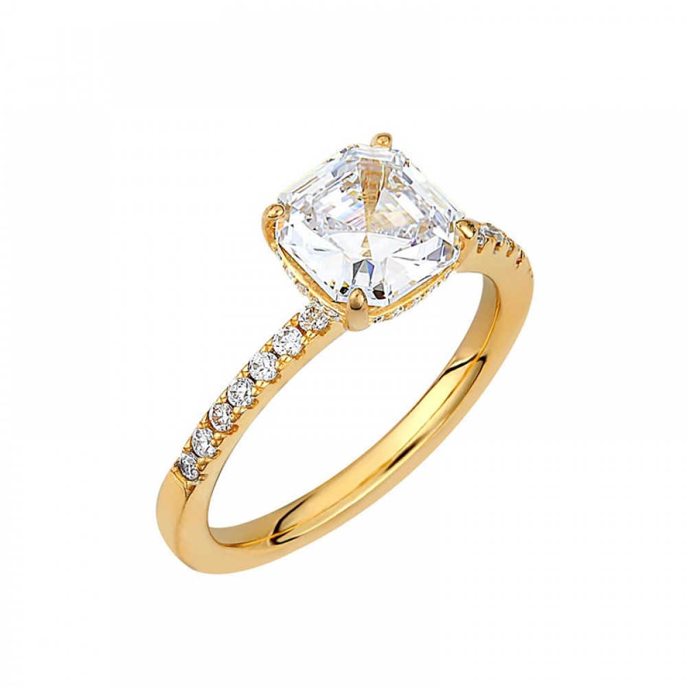 Ασημένιο και επιχρυσωμένο μονόπετρο δαχτυλίδι με τετράγωνη πέτρα Ασημένιο και επιχρυσωμένο μονόπετρο δαχτυλίδι με τετράγωνη πέτρα