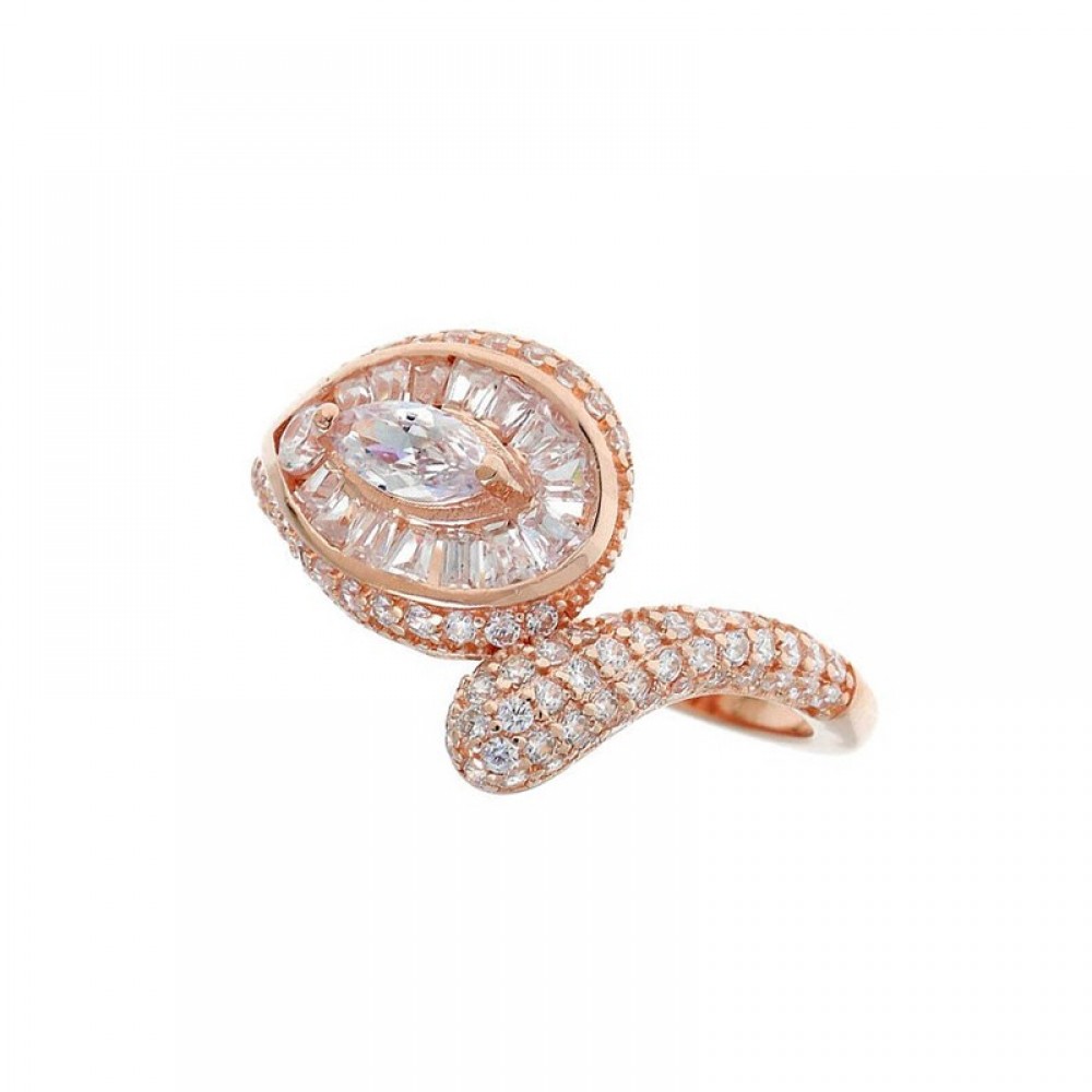 Ασημένιο με επιχρύσωση ροζ χρυσού δαχτυλίδι με ζιργκόν πέτρες Ασημένιο με επιχρύσωση ροζ χρυσού δαχτυλίδι με ζιργκόν πέτρες