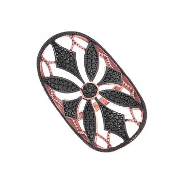 Ασημένιο με επιχρύσωση ροζ χρυσού εντυπωσιακό δαχτυλίδι 