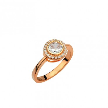 Ασημένιο δαχτυλίδι ροζέτα με επιχρύσωση ροζ χρυσού