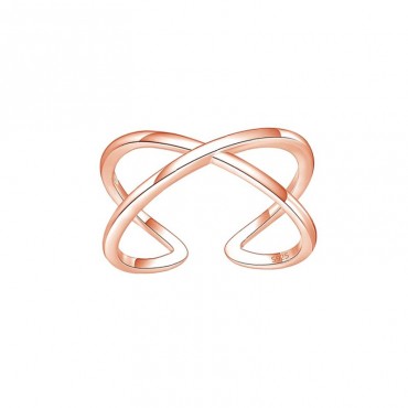 Ασημένιο με επιχρύσωση ροζ χρυσού δαχτυλίδι με χιαστί σχέδιο