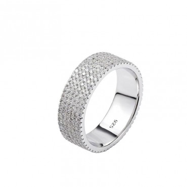 Ασημένιο δαχτυλίδι ολόβερο με έξι σειρές πέτρες ζιργκόν 