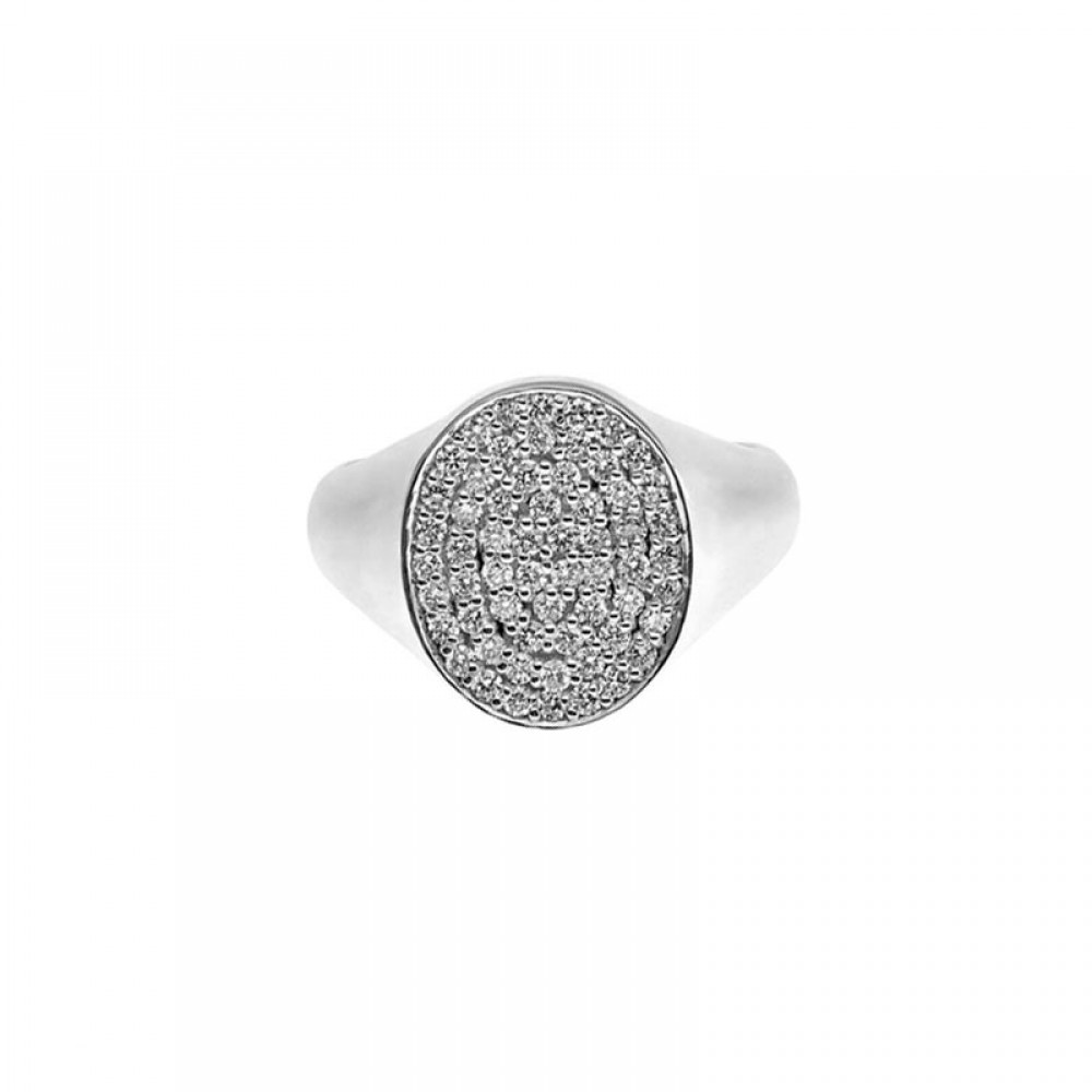 Ασημένιο δαχτυλίδι για το μικρό δάχτυλο (σεβαλιέ) με οβάλ σχήμα και λευκές πέτρες ζιργκόν Ασημένιο δαχτυλίδι για το μικρό δάχτυλο (σεβαλιέ) με οβάλ σχήμα και λευκές πέτρες ζιργκόν