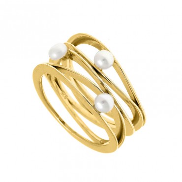 Ασημένιο χειροποίητο δαχτυλίδι με μαργαριτάρια