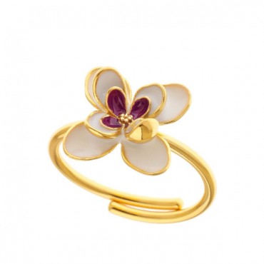 Ασημένιο και επιχρυσωμένο χειροποίητο δαχτυλίδι με λουλούδι